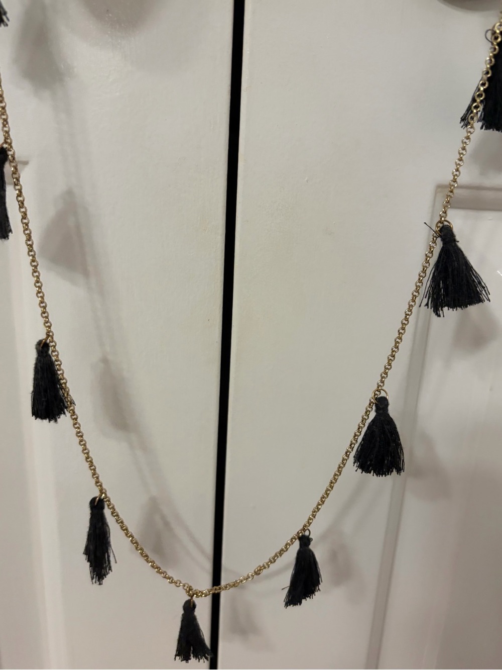 Gold Chain Necklace with Black Tassels - Women Jewelry